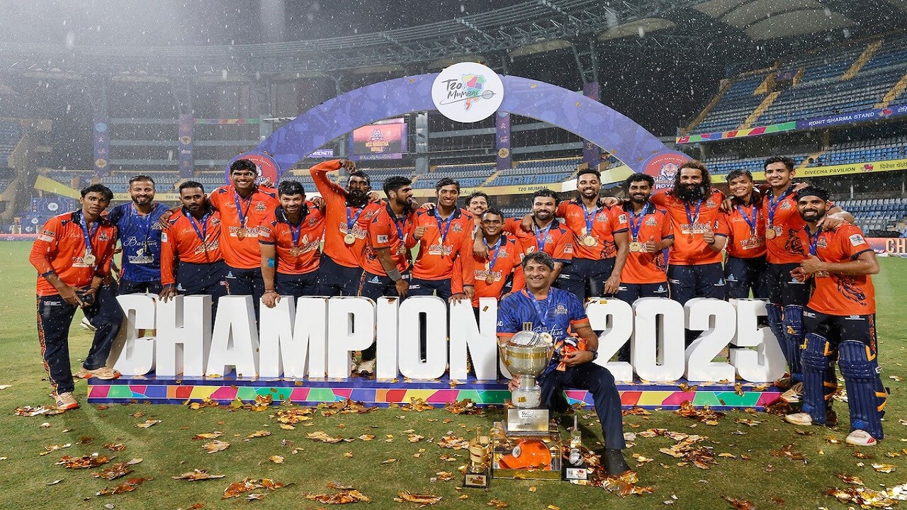 T20 मुंबई लीग स्पर्धेच्या अंतिम सामन्यात मुंबई साउथ सेंट्रल मराठा रॉयल्सचा सोबो मुंबई फाल्कन्सवर ५ विकेट्सनी दणदणीत विजय, रॉयल्सने विजेतेपदावर कोरले नाव